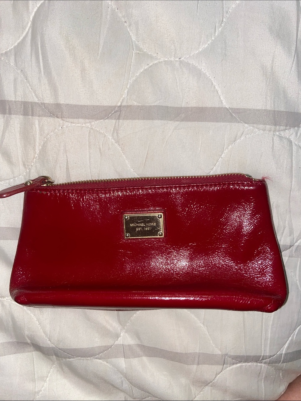 DEEP DARK RED MK COSMETIC BAG POUCH